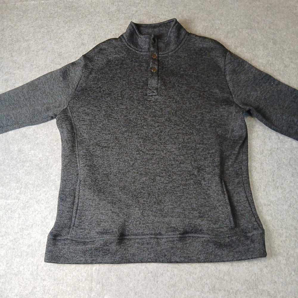 Royal Class Marled Top‎ Mens Large Charcoal Gray Snap Mock Neck Pullover Sweater